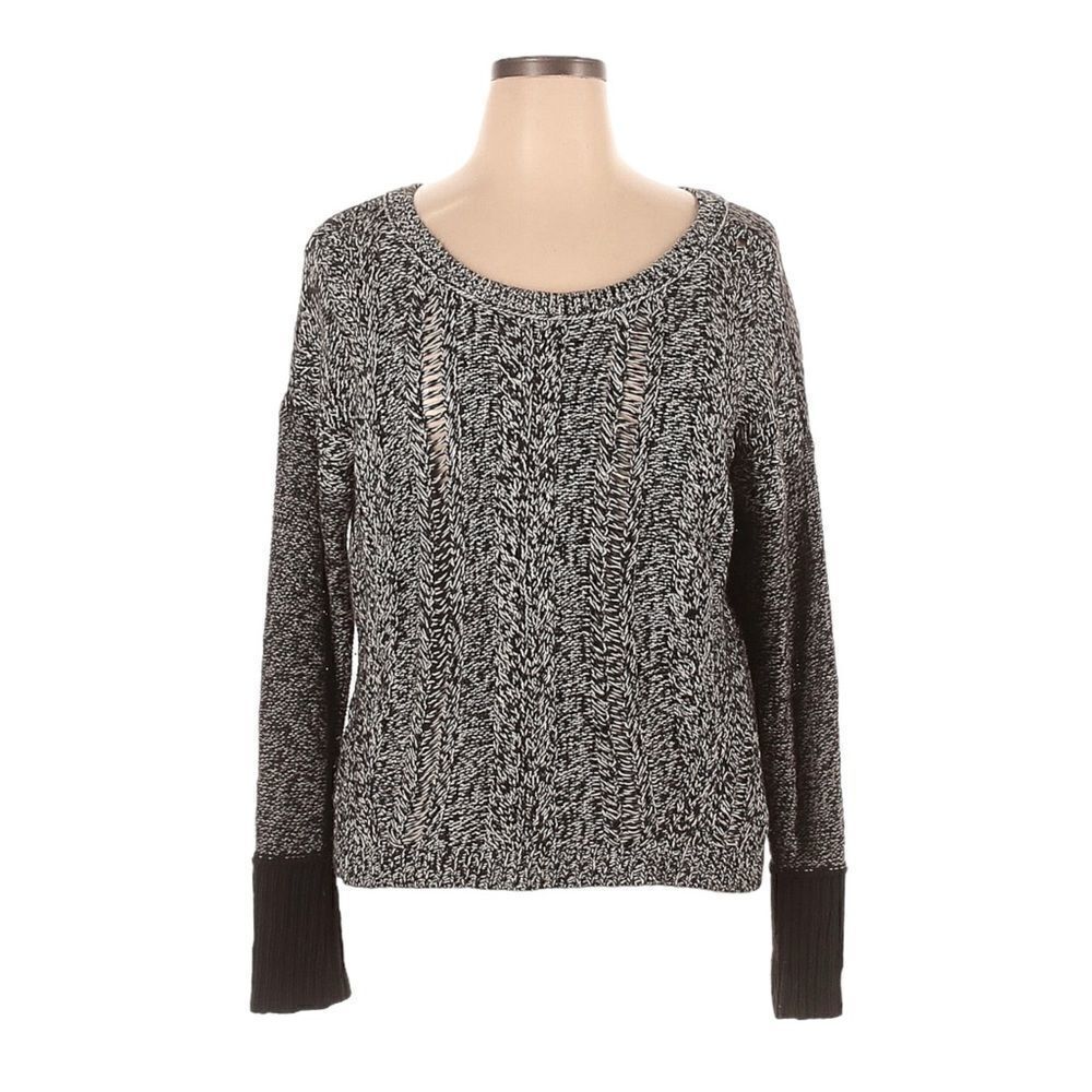 American Eagle XL Chunky Cable Knit Pullover Sweater Gray Wool Blend